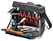 Набор слесарно-монтажных инструментов 1000V в чемодане из натур. кожи, 24 предмета KNIPEX  KN-002101TL